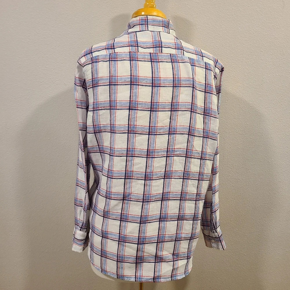 Frank & Eileen Eileen Linen Plaid Button Down Shirt -Rare - Picture 6 of 7